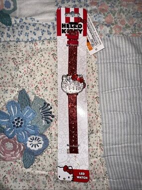 Hello Kitty Red Glitter LED Watch